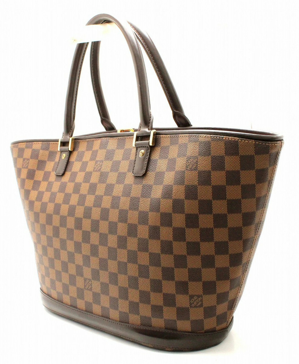 Louis Vuitton Bag Damier Clutch Shoulder Tote Handbag Manosque Brown